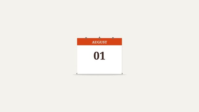 Calendar flipping from july thirty first to august first