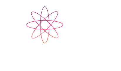Fototapeta premium Abstract Neon Atom Orbit Symbol, Futuristic Atomic Energy Icon, Glowing Science Design, Isolated PNG