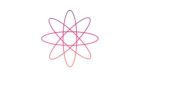 Abstract Neon Atom Orbit Symbol, Futuristic Atomic Energy Icon, Glowing Science Design, Isolated PNG