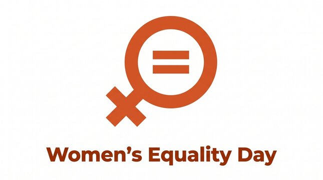 Women's Equality Day icon. Female gender symbol with equal sign for social justice.