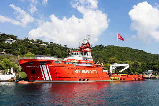 Istanbul, Turkey - July 22, 2026: ERV Nene Hatun is a rescue and salvage ship. Coast guard ship. Turkeys first emergency response vessel. Istanbul, Turkey.