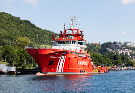 Istanbul, Turkey - July 22, 2026: ERV Nene Hatun is a rescue and salvage ship. Coast guard ship. Turkeys first emergency response vessel. Istanbul, Turkey.