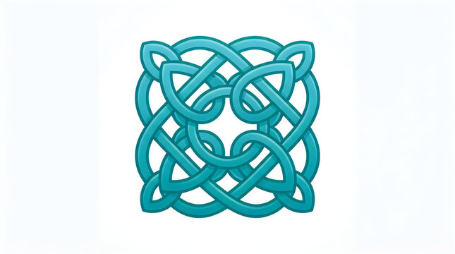 3d turquoise celtic knot pattern design with interlacing loops and smooth curves