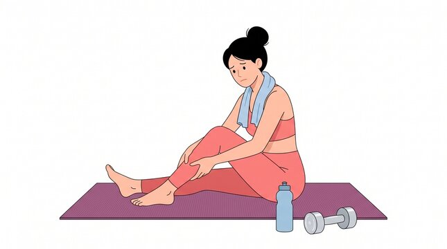 Woman stretching her knee on exercise mat