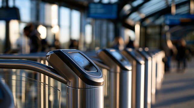 Modern subway ticket gates at a bright clean metro station entrance crisp daylight interior subway ticket gates metro station transit entrance modern architecture urban