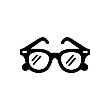 Optometry vector icon featuring classic black circular eyeglasses