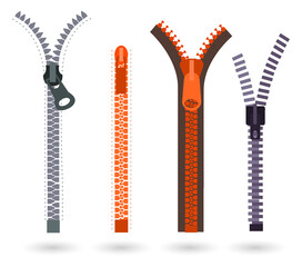 zippers in different colors on a transparent background © Mahmuda
