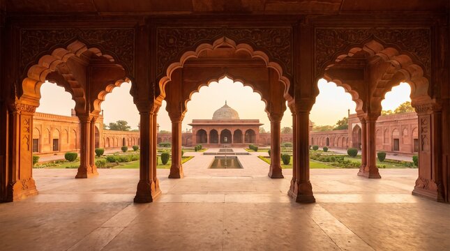 Lalbagh Fort Mughal Architecture in Dhaka Bangladesh with Historic Red Stone Courtyard