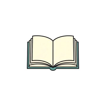 Simple open book vector graphic with clean lines and teal cover