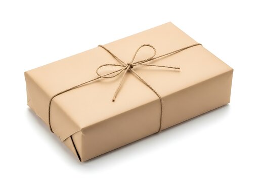Neutral gift box tied with twine ribbon