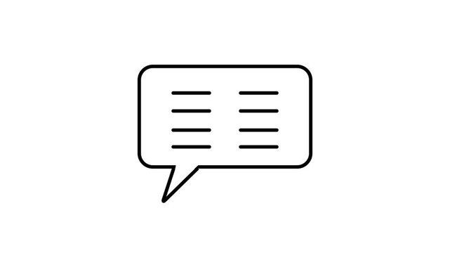 Line icon chat speech bubble icon looping animation.