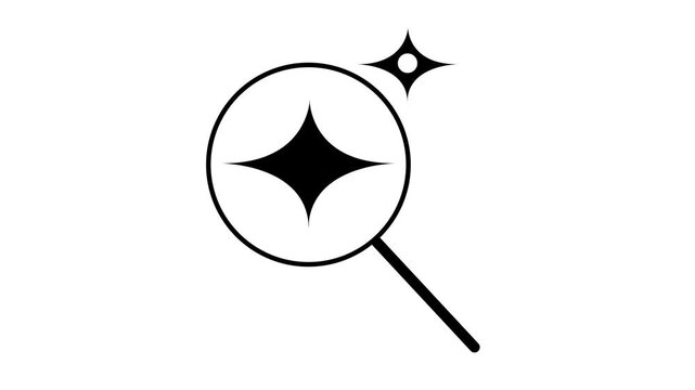 Smart Search Magnifying Glass Icon. Animated magnifying glass with sparkle stars symbol for smart search concept.