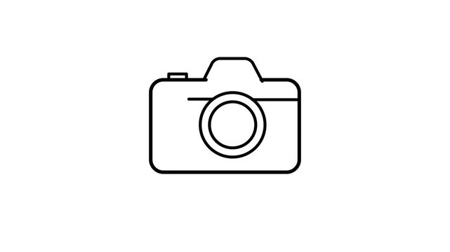 Digital Camera Photography Icon. Animated digital camera line icon for photography studio, video production, and media creation simple line icon animation.