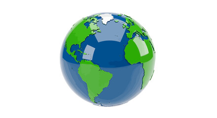 Fototapeta premium Vector illustration of 3d globe showing the atlantic ocean on a transparent background