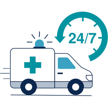 Emergency Care Icon Woth Ambulance, 24/7 Service Care, healtcare service