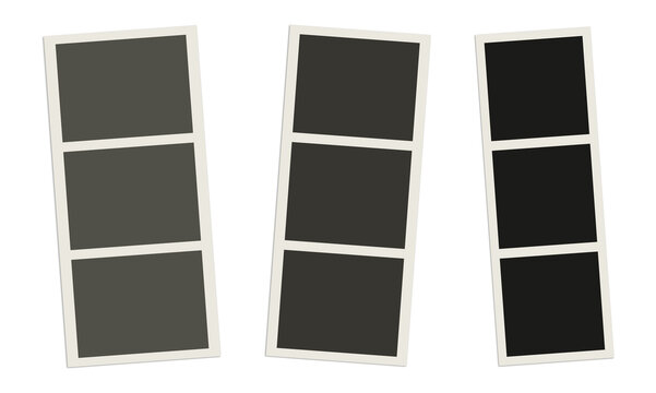 Set of three vertical photo frame strips with multiple blank windows for creative layout.
