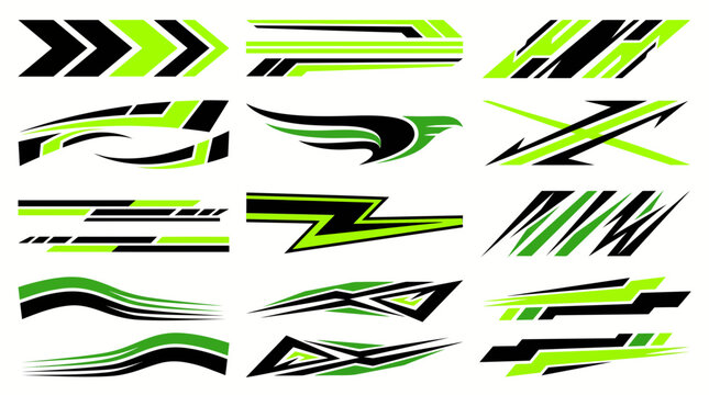 Sport racing stripe vector collection for vehicle side decals and car tuning graphics