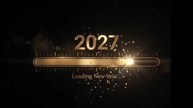 Abstract digital loading bar progress animation with 2027 text a high-tech digital showing