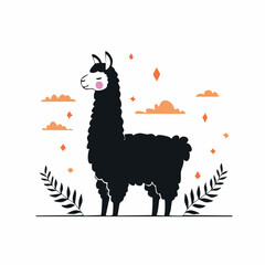 Fototapeta premium Minimalistische Alpaka-Silhouette – Niedliches Alpaka als Vektorillustration
