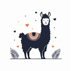 Fototapeta premium Minimalistische Alpaka-Silhouette – Niedliches Alpaka als Vektorillustration