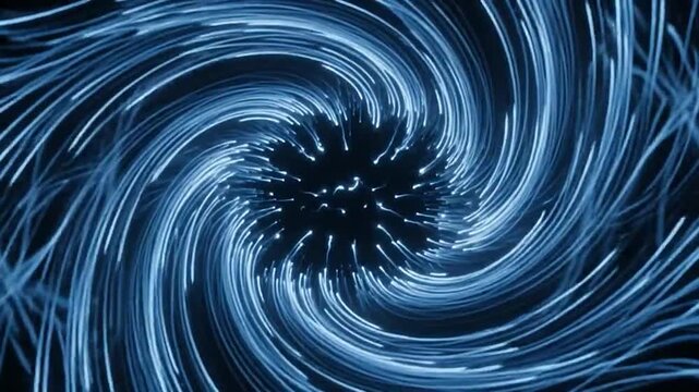 Abstract blue light painting frame with glowing streaks and motion blur, creating a rectangular border effect on a black background for digital design