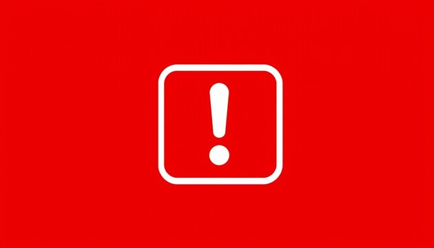 Warning Sign with Exclamation Mark on Red Background