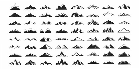 Fototapeta premium Mountain Silhouette Vector Collection On White Background