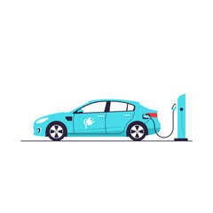 Fototapeta premium Electric Car Charging at Station Isolated Transparent Background