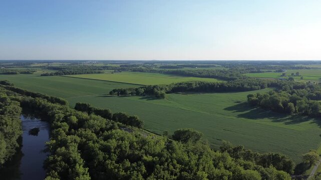 Drone Aerial of Rural Farmland in Summer