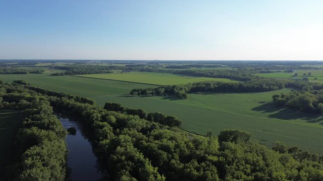 Drone Aerial of Rural Farmland in Summer