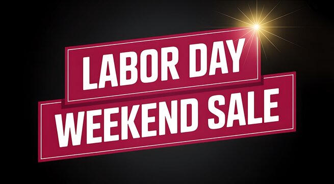 Labor day weekend sale sign with glowing lights and red marquee style text on black background