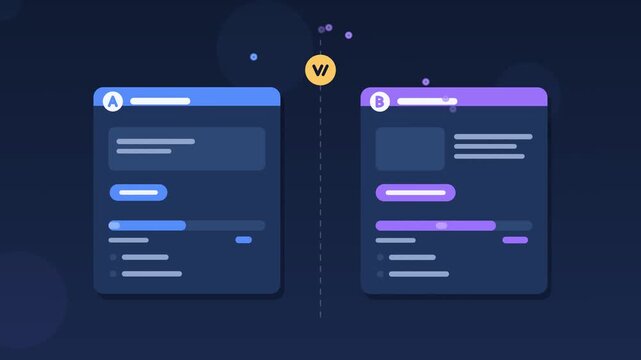 Digital Interface Elements Transforming with Glowing Animation Effects on Dark Background