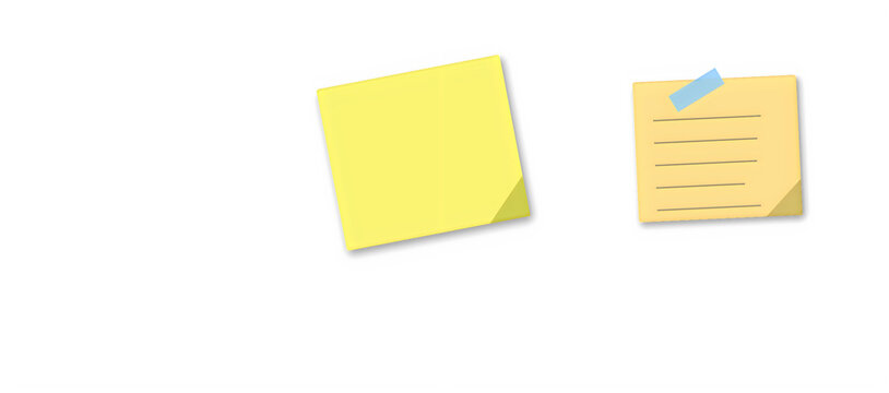 Two yellow sticky note papers with written text and tape