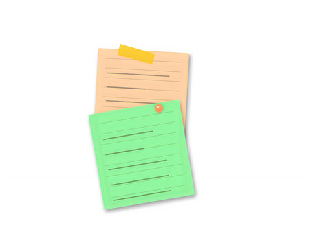 Two colorful sticky notes with handwritten text and tape