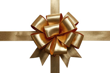 Obraz premium Full gold ribbon bow with horizontal and vertical bands
