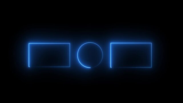 streaming neon text frame animation. Neon glowing blue color square rectangle picture frame icon animation .Motion graphics of concept