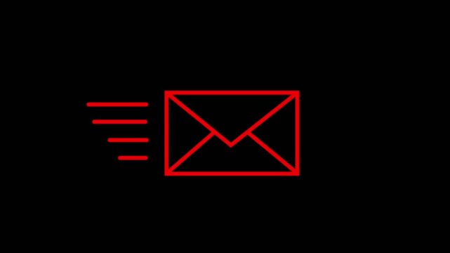 Animated envelope mail icon representing email messaging communication newsletter notification and digital correspondence concept.Motion graphics of concept