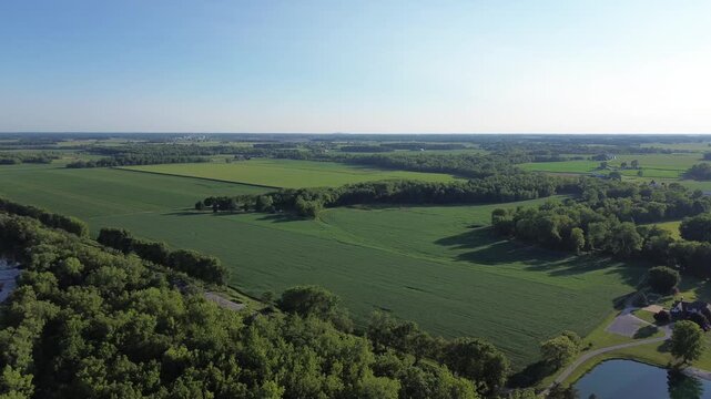 Drone Aerial of Rural Farmland in Summer