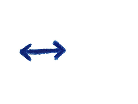Blue crayon hand drawn double sided arrow icon