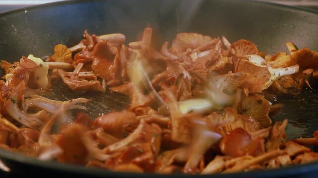 pan fried wild chanterelle mushrooms