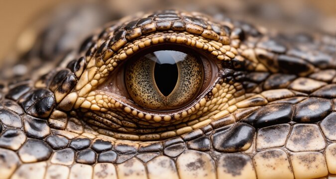 Extreme Macro View of a Reptile Eye and Textured Scaly Skin
