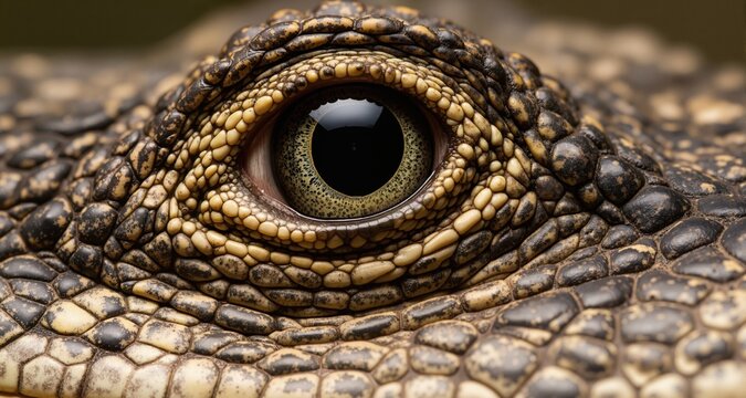 Extreme Macro View of a Reptile Eye and Textured Scaly Skin
