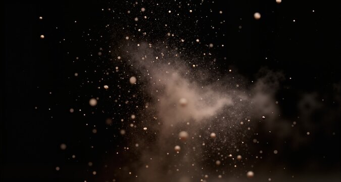 Slow motion real dust particles floating mid air over dark background
