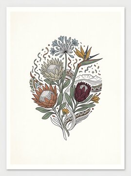 South african floral bouquet featuring proteas and bird of paradise
