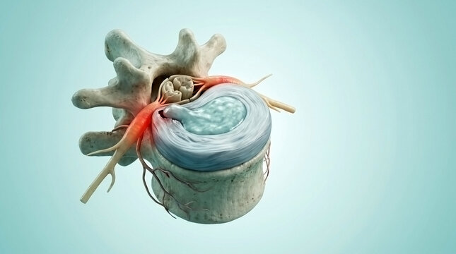 Lumbar vertebrae anatomy with herniated intervertebral disc human body vertebrae herniated
