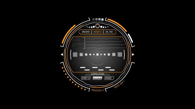 Futuristic Circular Signal Calibration Interface With Oscillation Graph Frequency Scale And Diagnostic Indicators
