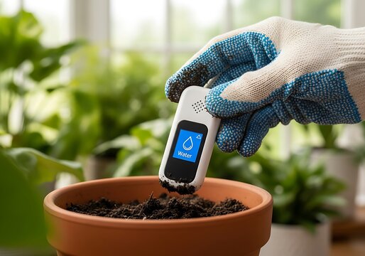 Measuring soil moisture with sensor