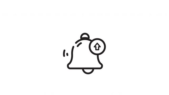 Simple notification bell line drawing for interface design. Suitable for web and app notifications, alert symbols, graphic elements.