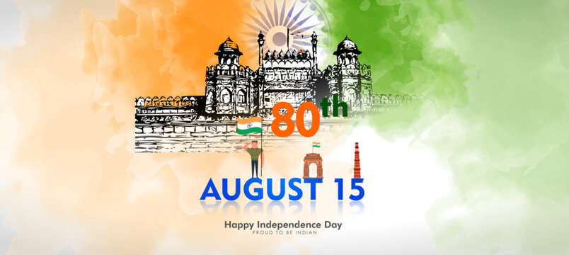 vector illustration of 15th August India Happy Independence Day. 