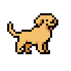Fototapeta premium Pixel art happy golden retriever dog isolated, pixelart dog, dog pixel art